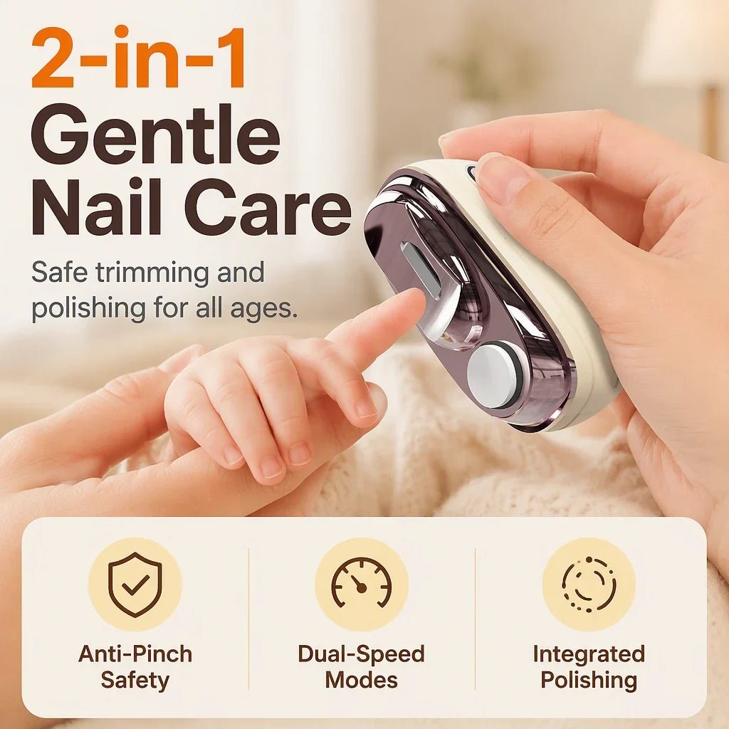 🔥🔥Last Day 50% OFF -✂️ 2-in-1 Smart Electric Nail Clipper & Polisher – Anti-Pinch Safety & LED Light 💅