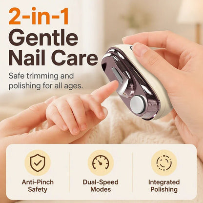 🔥🔥Last Day 50% OFF -✂️ 2-in-1 Smart Electric Nail Clipper & Polisher – Anti-Pinch Safety & LED Light 💅