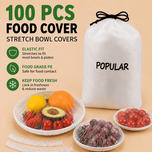 🔥 100-Pack Disposable Stretch Film for Bowls & Plates | Stretchy Container Lids | Alternative to Plastic Wrap for Food Storage