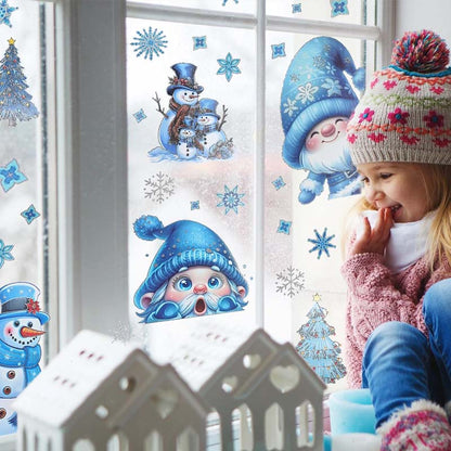 Christmas-Themed Glittering Window Stickers 9 PCS Set