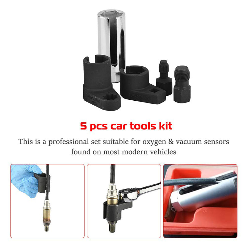 🔧Automotive O2 Sensor Offset Socket & Thread Chaser 5 PCS Set
