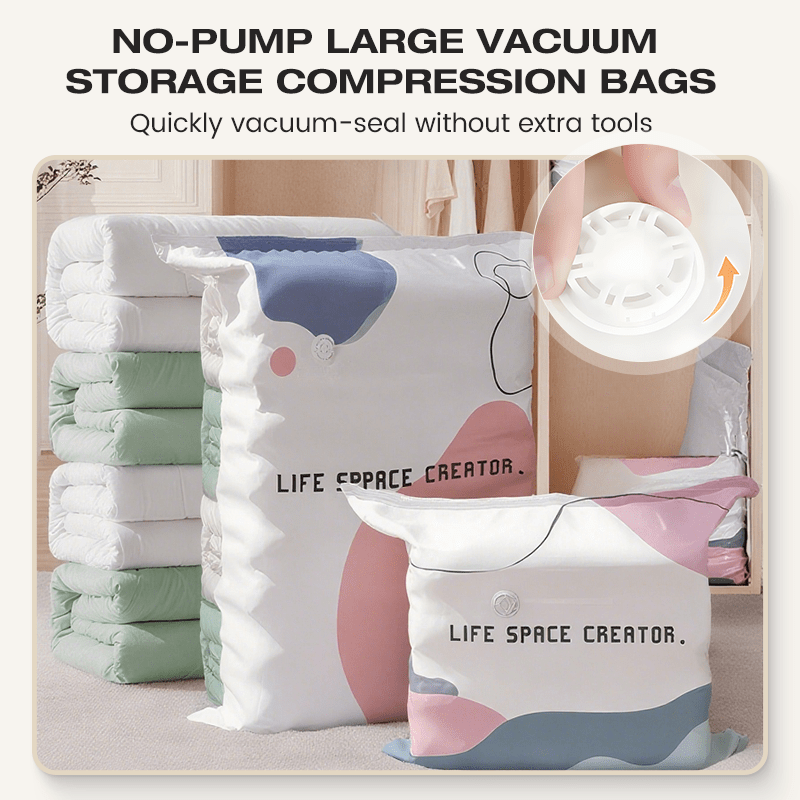 🥳LAST DAY BUY 3 GET 2 FREE!!💞50K+ SOLD!🧳💨 No‑Pump Vacuum Storage Bags
