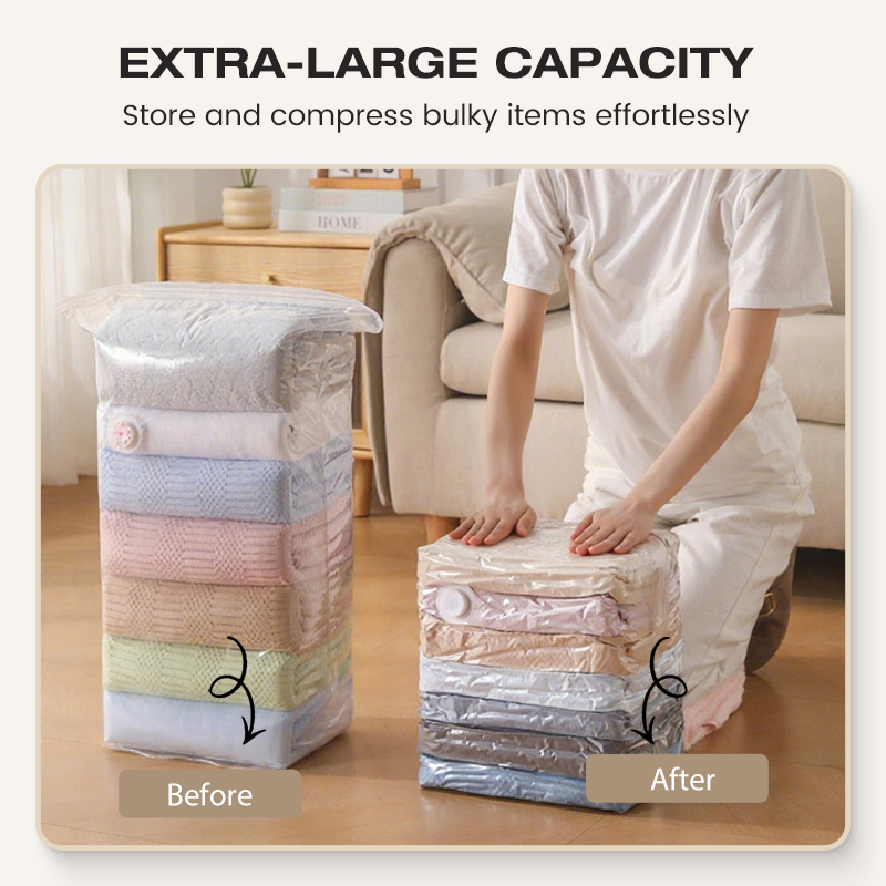 🥳LAST DAY BUY 3 GET 2 FREE!!💞50K+ SOLD!🧳💨 No‑Pump Vacuum Storage Bags