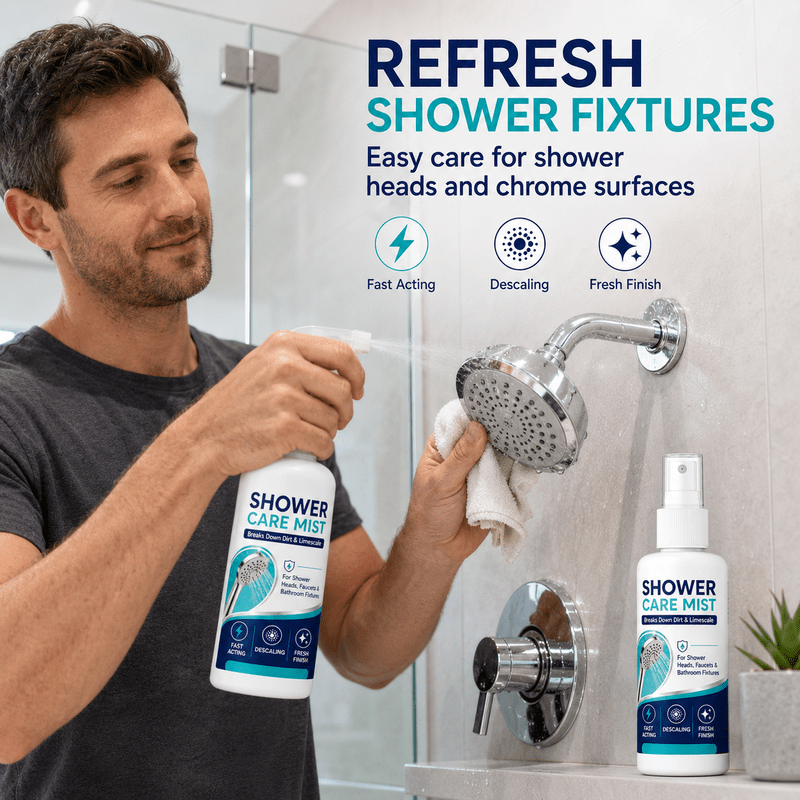 🚿✨Fast-Acting Shower Limescale Remover Spray – Dissolves stubborn mineral deposits & hard water stains. Restores water flow & shine – just spray & wipe! 🧼💪