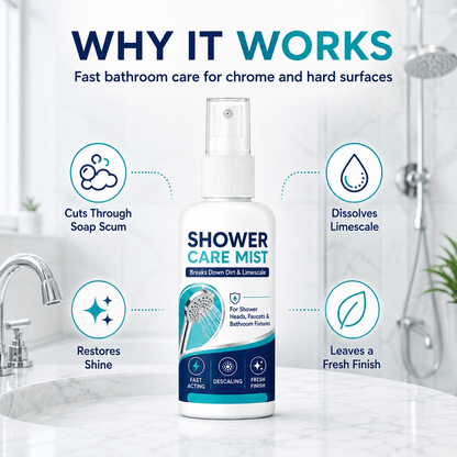 🚿✨Fast-Acting Shower Limescale Remover Spray – Dissolves stubborn mineral deposits & hard water stains. Restores water flow & shine – just spray & wipe! 🧼💪